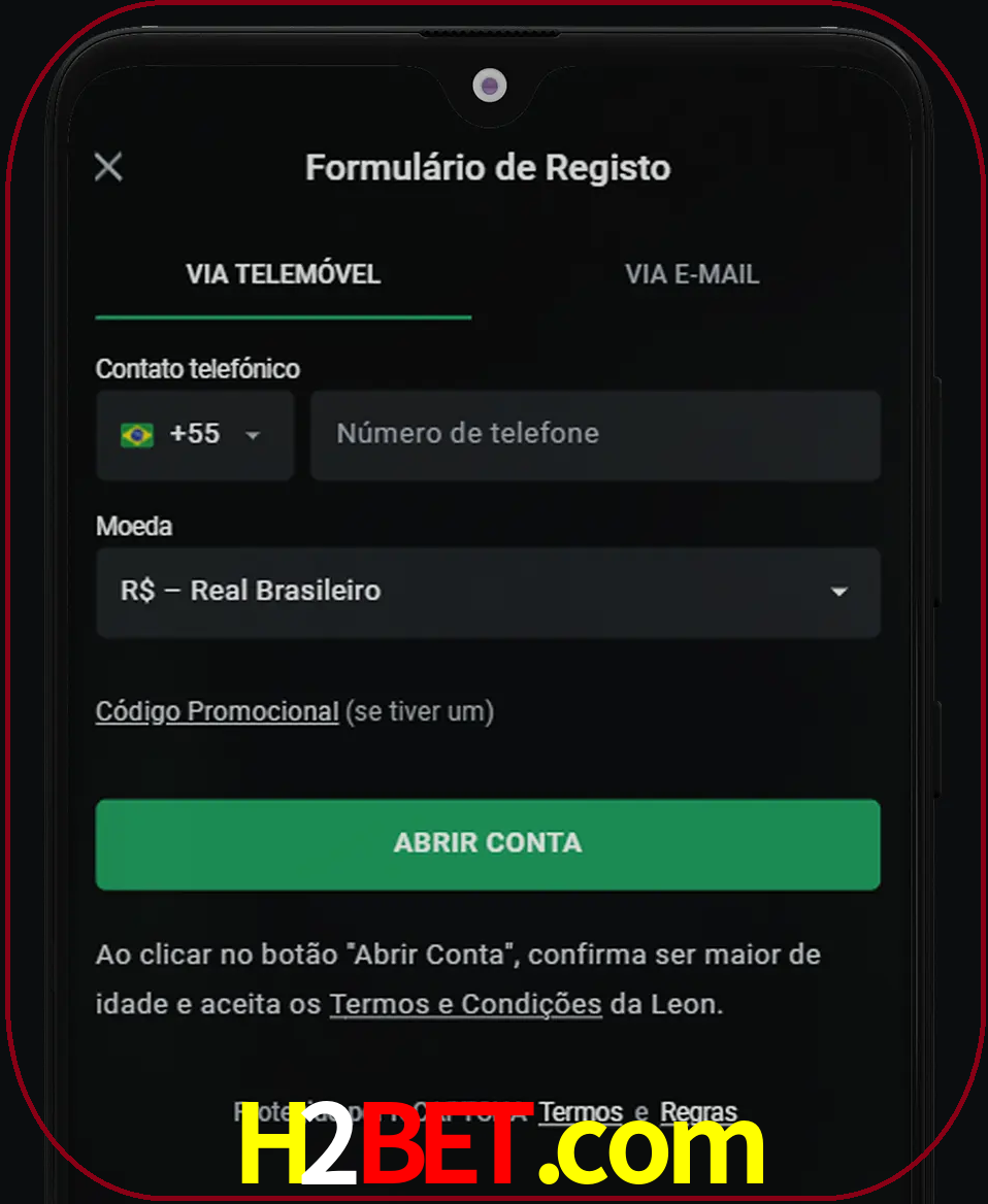 Abra o aplicativo e inicie o processo de registro.